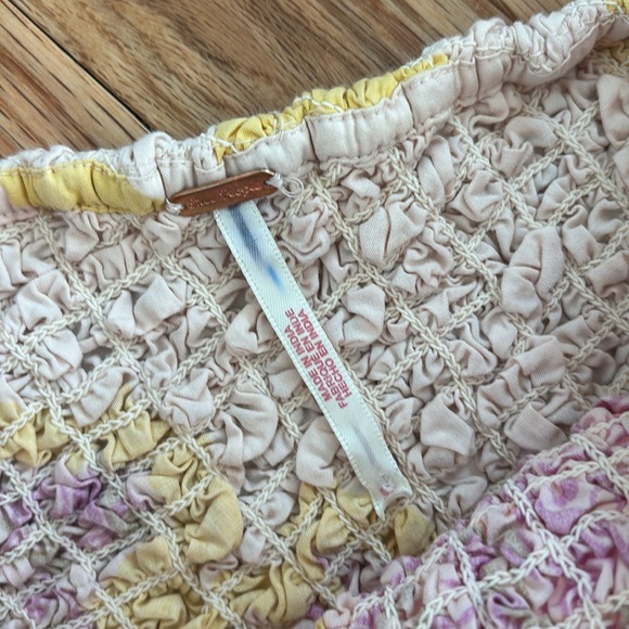 FREE PEOPLE KALINA MIDI LENGTH DRESS 100% COTTON SMALL SMOCKED FLORAL - Picture 5 of 6